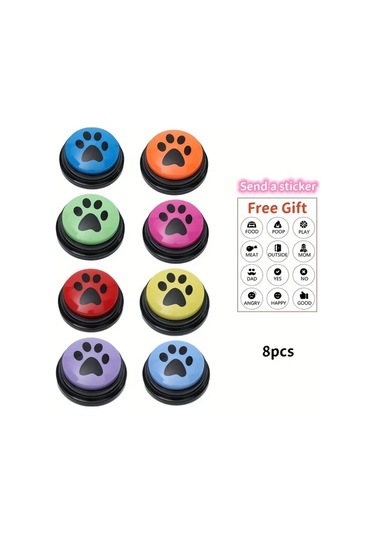 Honeybeeshop 8pcs Köpek Eğitim Düğmeleri Pati Desenli Etkileşimli Oyuncak Dayanıklı Plastik Eğitim Aksesuarları Tüm Irklar İçin