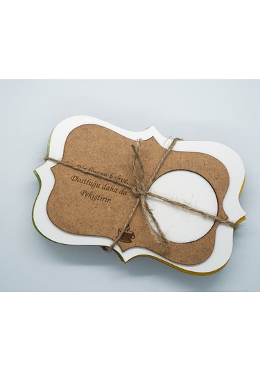 Ahşap Mdf Lazer Kesim Renkli Kahverengi 6 Lı Kahve Fincan Atlığı, Bardak Altlığı, Sunum Açık Kahverengi