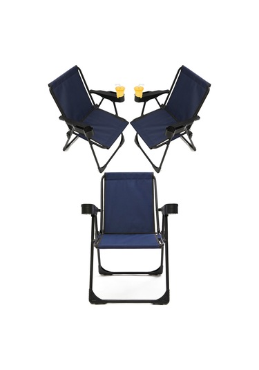 Silva 3 Adet Kamp Sandalyesi Bardaklıklı - Lacivert