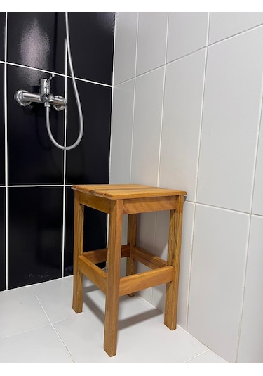 Kayın Ahşap Banyo Tabure 49 Cm Kayın