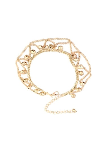 Bohemian Püskül Çan Halhal Yaz Plaj Kadın Sandal Ayak Bileği Bilezik Ayak Zinciri Altın