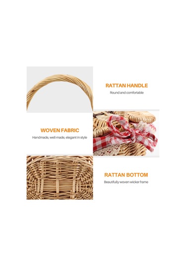 Xiaaokeji Kapaklı Country Tarzı Hasır Piknik Sepeti Sepet Kahverengi
