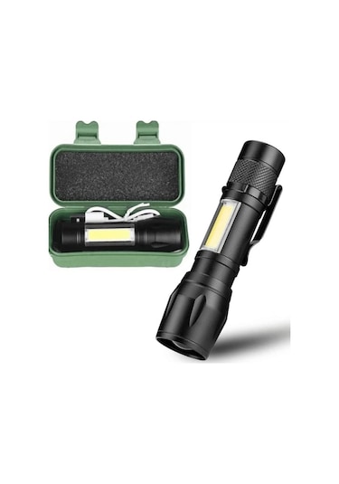 Gold Orion 3 Kademeli Mini Led Kutulu Şarjlı El feneri Siyah