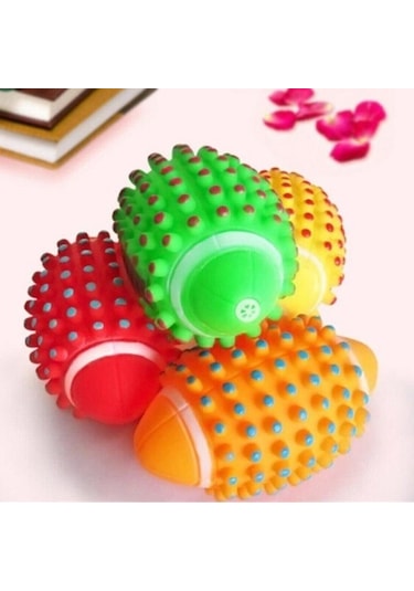 Keyfi Sepet Renkli Kedi Köpek Isırma Topu Sesli Oyuncak