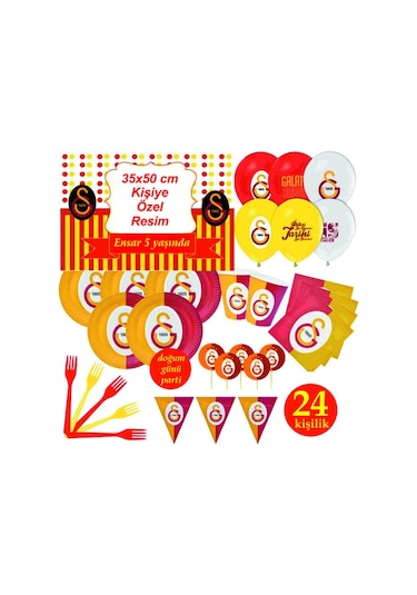 Afişli Galatasaray Cimbom Doğum Günü Parti Mlzmlr Seti 24 Kişilik