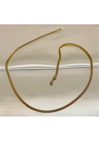 İtalyan Model Hasır Kordon Çelik Gold Unisex Kolye 60 Cm