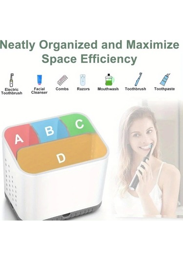 Elmpaly Beyaz Ve Gri Modern Diş Fırçası Askısı 4 Yuvalı Diş Macunu Saklama Plastik Banyo Depolama 1