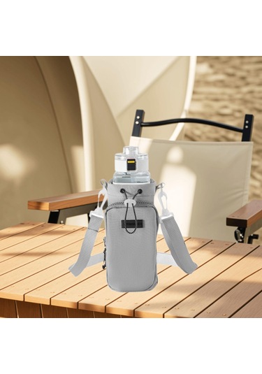 Suntek Su Şişesi Çantası Taşınabilir Tutucu Çanta Kamp Gri