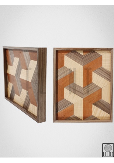 El Yapımı Ceviz Meşe Elma Ağacı Üç Boyutlu Ahşap Kahvetepsisi