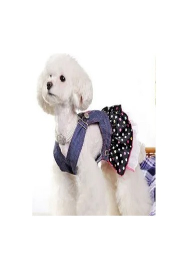 Patici Miss Kalp Detaylı Askılı Denim Kedi Köpek Elbisesi