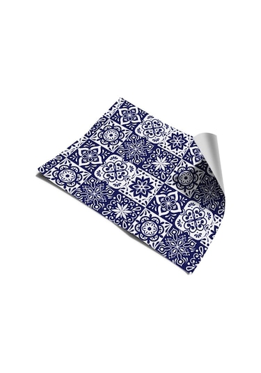 Mutfak Tezgah Arası Kendinden Yapışkanlı Folyo Kaplama Lacivert Fayans Desen 60cmx100cm