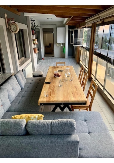 Doğal Ahşap Mutfak Masası-70-120-76 Cm Natürel