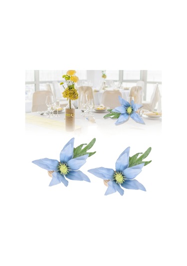 Shineyee Mavi Cactus Desenli 2 Adet Çaylak Ağaçlı Servis Yemek Bezi Çemberi - Ev, Otel, Partiler İçin Zirve Dekorasyon Cjk-6625 Diğer