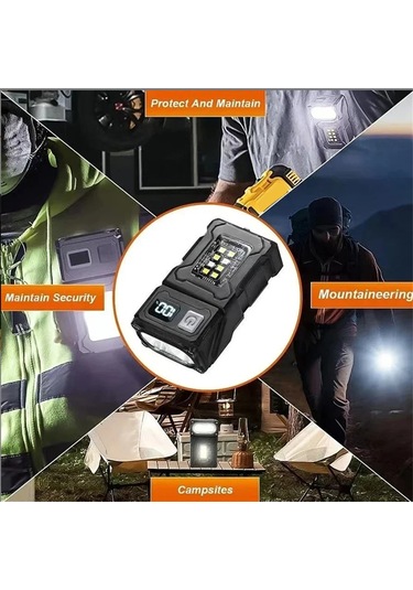 Mını Usb Şarj Edilebilir Led El Feneri Taşınabilir Kuyruk Mıknatıslı El Feneri Siyah