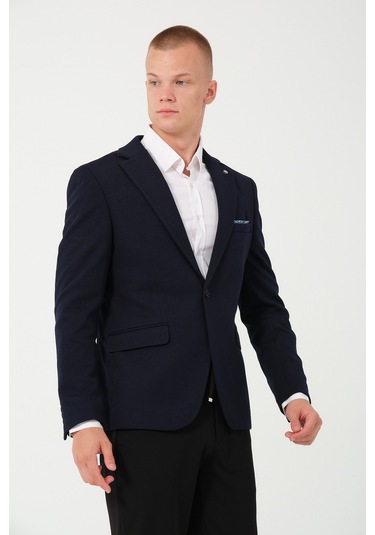 Bonesti Erkek Slim Fit Blazer Ceket Lacivert