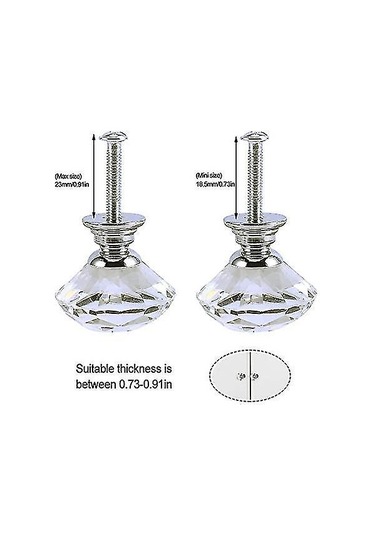 Kristal Kapı Kolları 10 Adet 30mm Şeffaf Cam Kulplu Dolap Çekmecesi