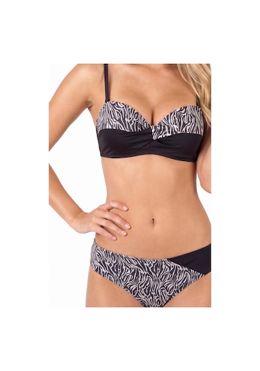 Nbb Kadın Siyah Zebra Desenli Straplez Bikini Takımı
