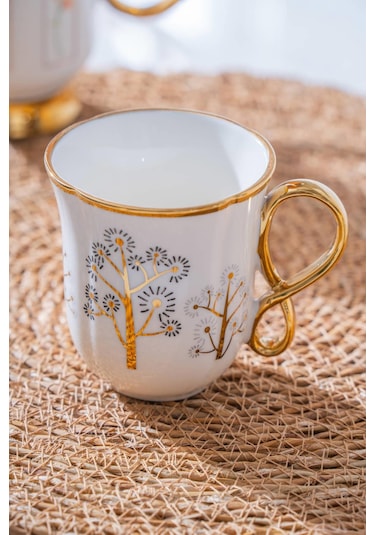 Eliz Mug Kupa Bardak - 210 Ml Beyaz - Altın