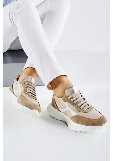 Valmenti Laura Kadın Latte Multi Hakiki Deri Sneakers & Spor Ayakkabı 957 39180 Bn Ayk Y23 Bej
