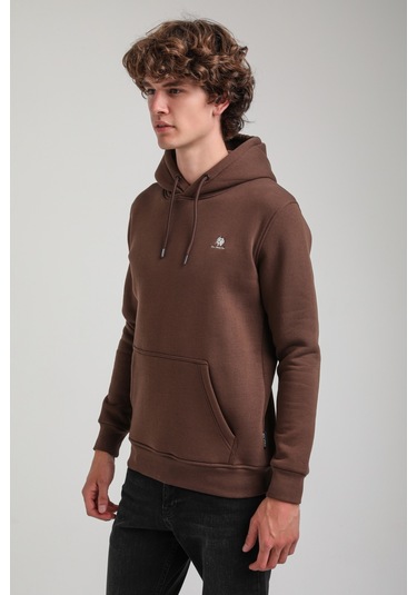Kapüşonlu Kahverengi Slim Fit Hoodie 23fwm64069 Kahverengi