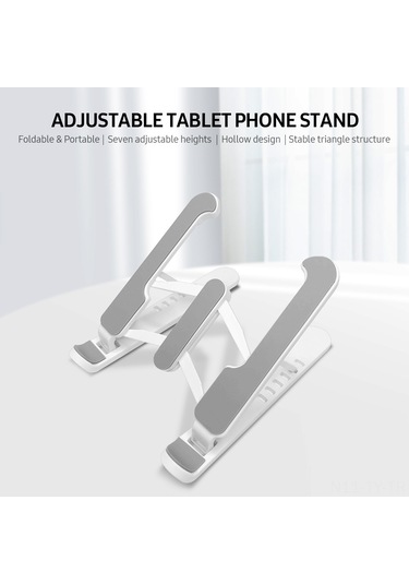 Teltree Siyah Plastik Telefon Ve Tablet Ayaklığı - Katlanabilir, 7 Seviye Yükseklik Ayarı, Soğutma Tasarımı, Ergonomik Dizayn, Sabit Üçgen Yapı
