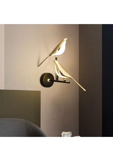 Suntek Aplik Duvar Lambası Başucu İki-kuş-sıcak-ışık Siyah