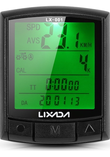 Lixada-bisiklet Bisiklet Bilgisayar Bisiklet Kilometre-kablolu Yb19733-2 Siyah