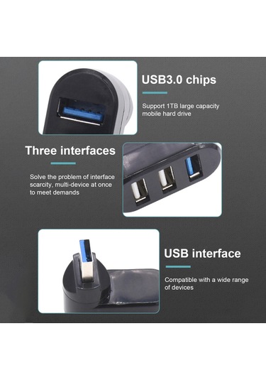Reedark 3'lü Usb Hub Adaptör: Çift Usb 3.0 Port, Tv Çıkışı, Hızlı Veri Aktarım Ve Genişletilebilir Bağlantı