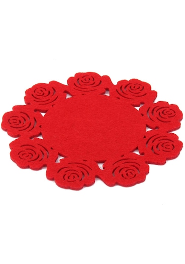 Homyl 4 Adet 15cmx15cm Güller Bardak Altlığı Mat Kaymaz Ped Acı Kahverengi