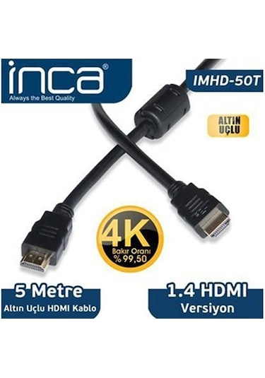 Inca Imhd 50T 5 Metre V1.4 3D Hdmi Altın Uçlu Kablo