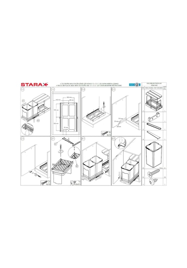 Starax S-2392 Teleskopik Raylı Plastik Gövde Çöp Kovası 12+12 Lt