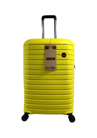 Novahub Oleets Büyük Boy Polipropilen Süper Esnek Kırılmaz Tekerlekli Valiz Bavul Sarı Sari