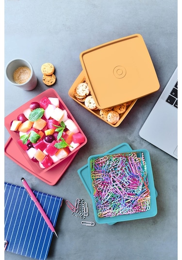 Tupperware Eco+ Kare 3'lü Tasıma Kabı Seti
