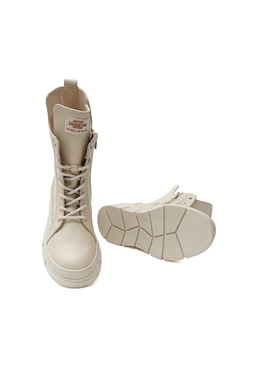 Greyder 32672 Kadın Ekru Hakiki Deri Sneaker Bot -311-ekru Ekru