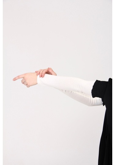 Likralı Kaymayan Kurtarıcı 1 Çift Tesettür Kolluk Ekru