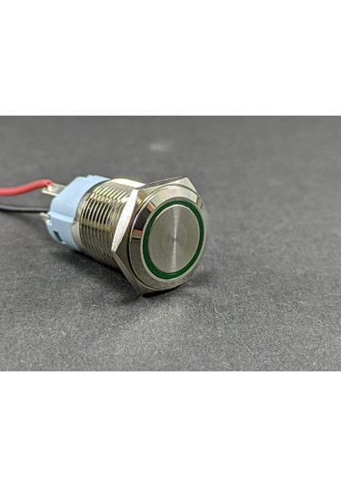 16 Mm Yaylı - Işıklı Buton (Metalik) Yeşil