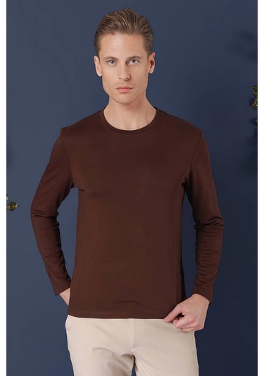Ts 870 Slim Fit Kahve Spor T-shirt Kahverengi