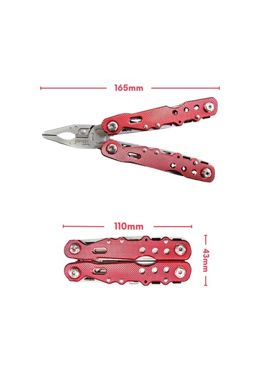 Vip-tec Vt875190 9 Parça Multi Fonksiyonel Çakı/pense Seti Kırmızı