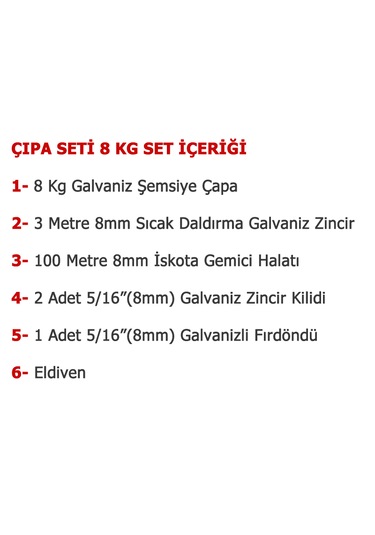 Tekne Ve Şişme Bot İçin Hazır Çapa Seti 8kg Şemsiye Çapalı