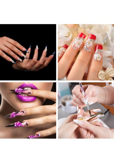 Hfambition 5'li Oje Fırçası Seti - 3d Çiçek, Akrilik Tırnak Ve Boyama İşlemleri İçin Nyon Fiber Fırçalar