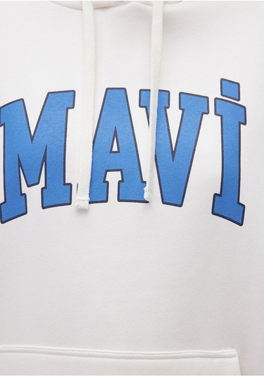 Mavi M1600361-81964-fw Mavi Logo Kapüşonlu Sweatshırt Kırık Kadın Sweatshirt M1600361-81964-R2728 Kırık Beyaz
