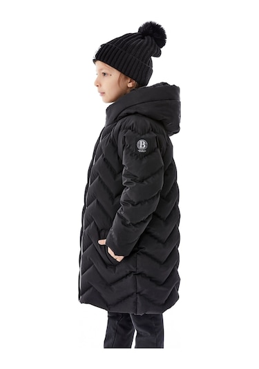 Benitto Kids Kız Çocuk Kapüşonlu Kışlık Şişme Mont 51353 Siyah