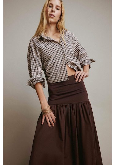 Defacto Coool Oversize Geniş Kalıp Crop Kareli Uzun Kollu Gömlek E6934ax25aubn549 Kahve Defacto Coool Oversize Geniş Kalıp Crop Kareli Uzun Kollu Gömlek E6934ax25aubn549 Kahve