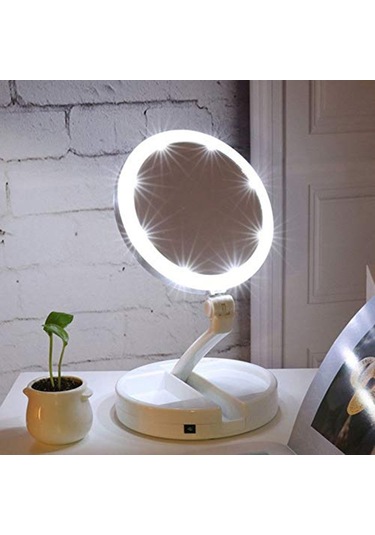Interstech 10X Katlanabilir Usb Destekli Led Işıklı Makyaj Aynası