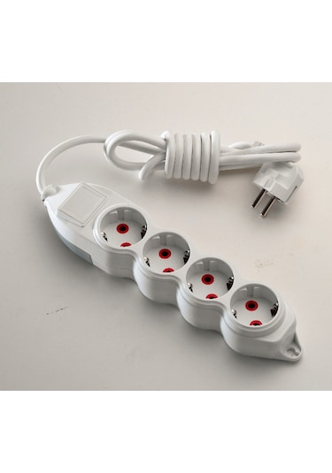 Mono Orion 4'lü Topraklı Grup Priz 2 Metre (3*1) Beyaz