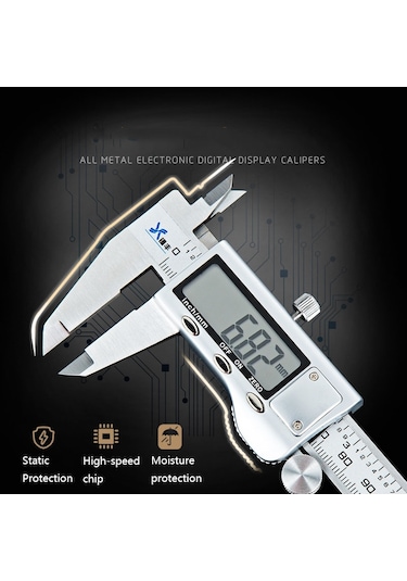 Xıfeng Paslanmaz Çelik Dijital Ekran Elektronik Sürmeli Kumpas, Özellikler: 0-200mm