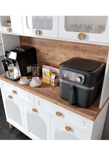 Rosa Kahve Köşesi - 140 Cm Mdf Mutfak Dolabı - Led Aydınlatmalı -