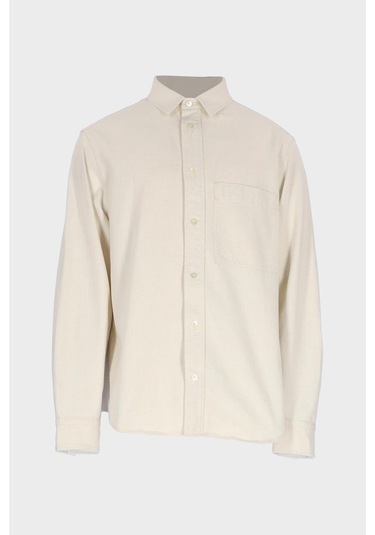 Ekru Regular Fit Patı Düğmeli Jean Gömlek C 4553-107 Ekru