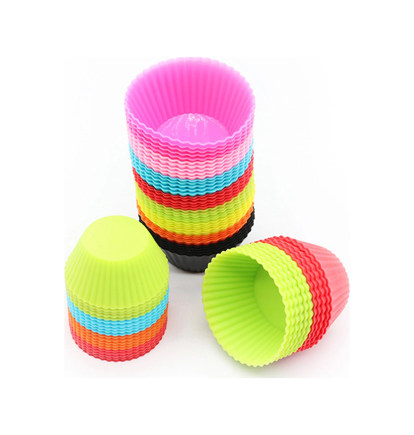 Yunboo Yemek Kalitesi Silikon 12 Adet 6 Renkli Muffin Kasesi - Fırın Uygun, Tekrarlı Kullanım, Anti Yapışkan Pastry Ve Cupcake Kalıbı Çok Renkli