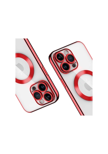 İphone 14 Pro Kılıf Magsafe Özellikli Metal Lazer Silikon Kapak